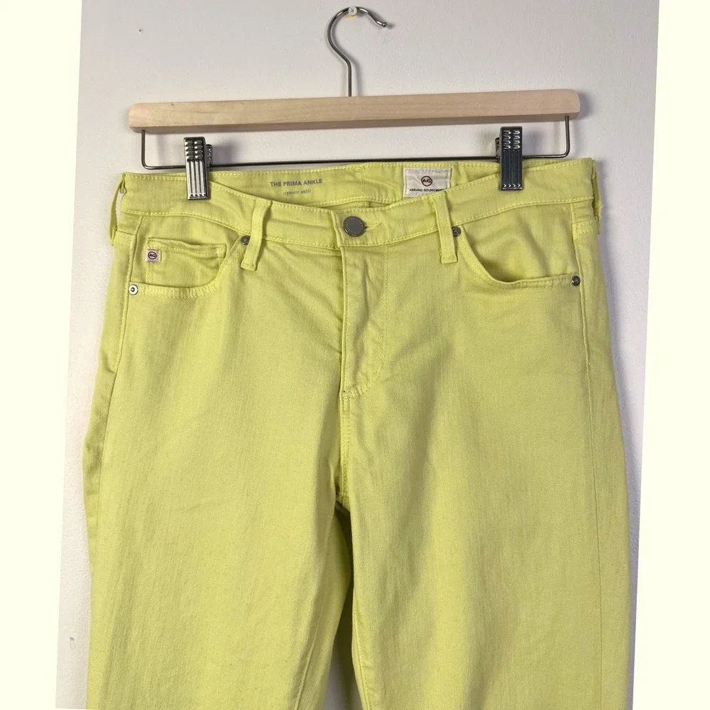AG Prima Ankle Skinny Leg Jeans Chartreuse Yellow‎ Denim Pants Size 29